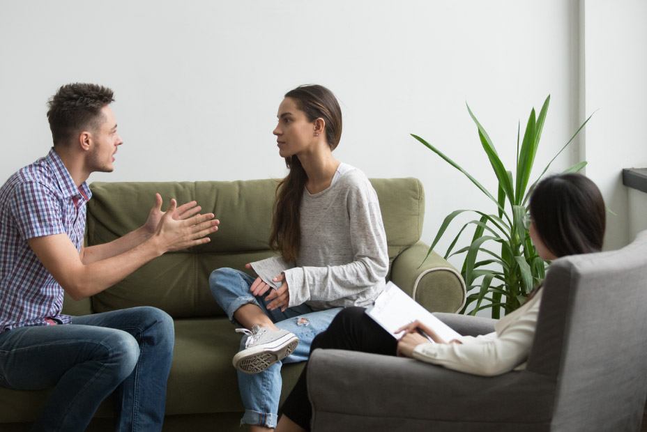 young white couple in counseling session